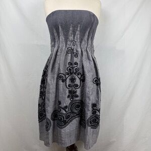 Anthropologie Gray Black Strapless Dress or Maxi Skirt